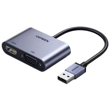 Videoadapter UGREEN CM449, USB-A - HDMI / VGA, Grau