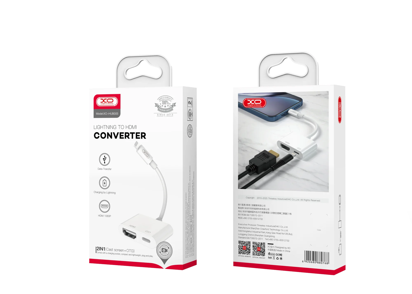 Audio- und Videoadapter Lightning - HDMI / Lightning XO Design HUB005, Weiß