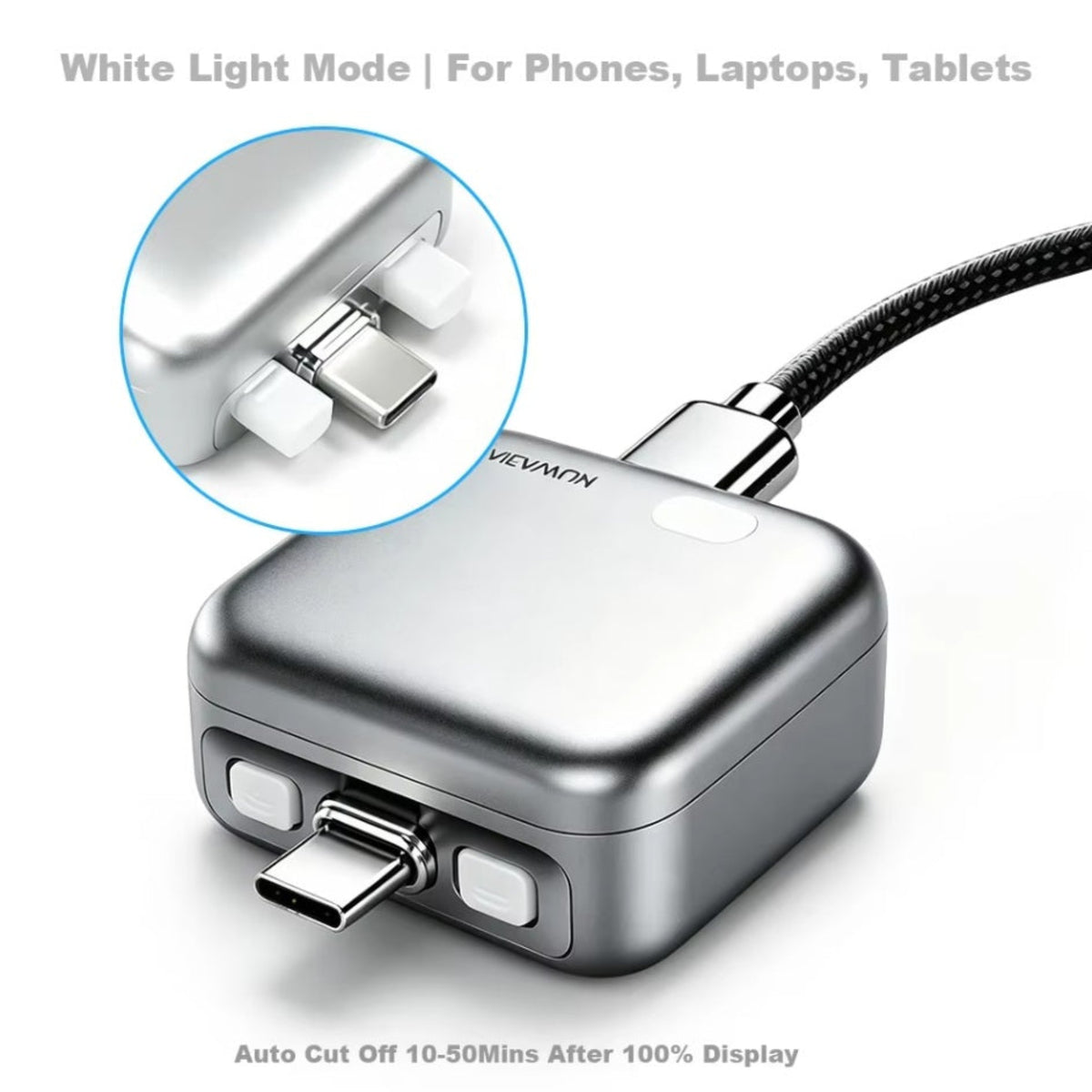 Adaptateur Auto Disconnect USB-C KUWAJIA KH-51 pour Alimentation avec Déconnexion Automatique et Protection de Batterie, Argenté