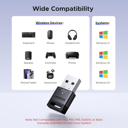 Bluetooth USB Adapter UGREEN CM748 (75073), Schwarz