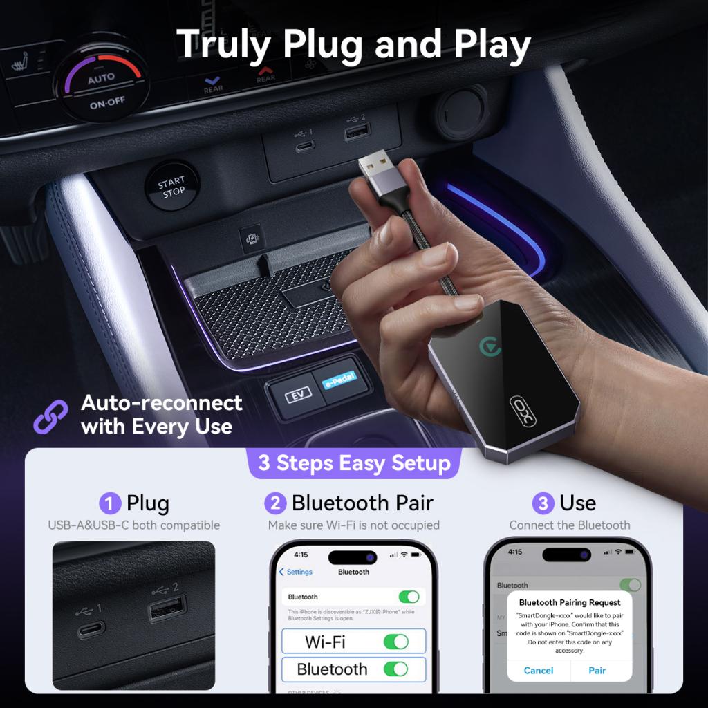 Adaptateur Carplay sans fil XO Design CZ016 pour Apple iPhone Series