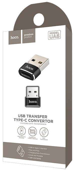 Data and Charging Adapter USB-C - USB-A HOCO UA6, Black