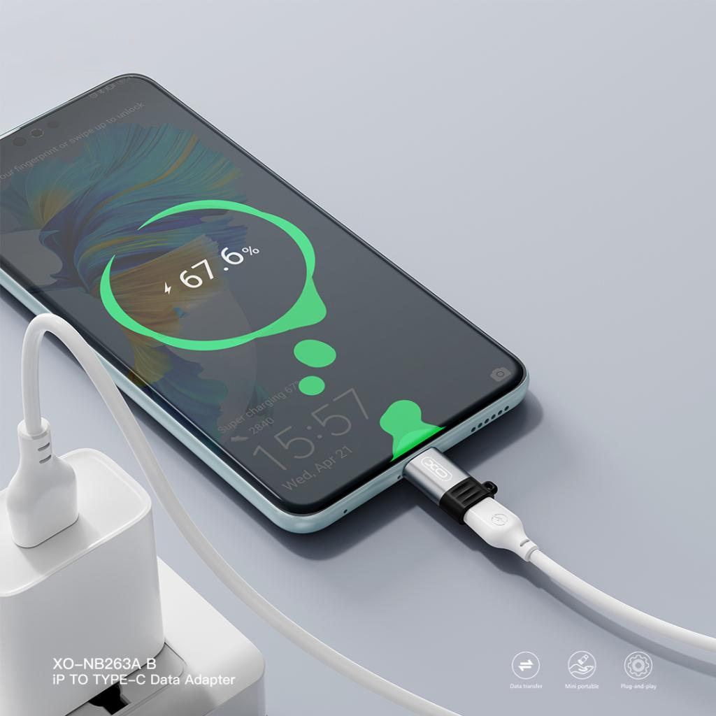 Lightning Data and Charging Adapter - USB-C XO Design NB263B, Black
