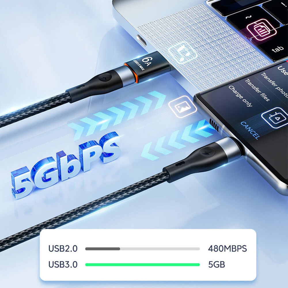 Adaptateur de Données et de Chargement USB-C - USB-A Techsuit A5 HyperPort, Noir Orange