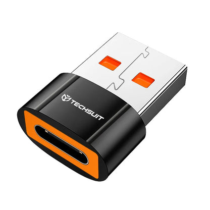 Adaptateur de Données et de Chargement USB-C - USB-A Techsuit A7 HyperPort, Noir Orange