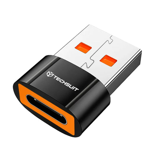 Adaptateur de Données et de Chargement USB-C - USB-A Techsuit A7 HyperPort, Noir Orange
