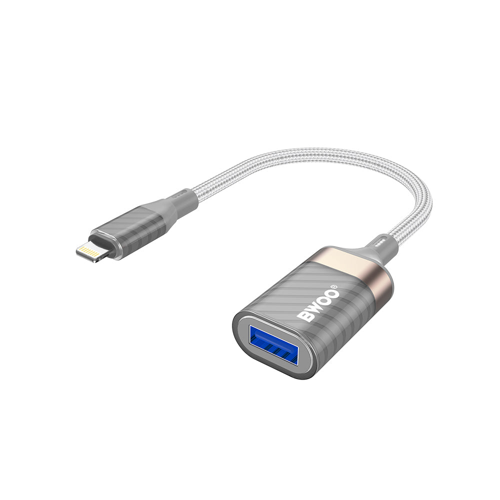 Adaptateur OTG Lightning - USB-A BWOO BZ70, Gris