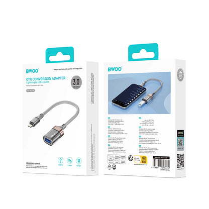 Adaptateur OTG Lightning - USB-A BWOO BZ70, Gris