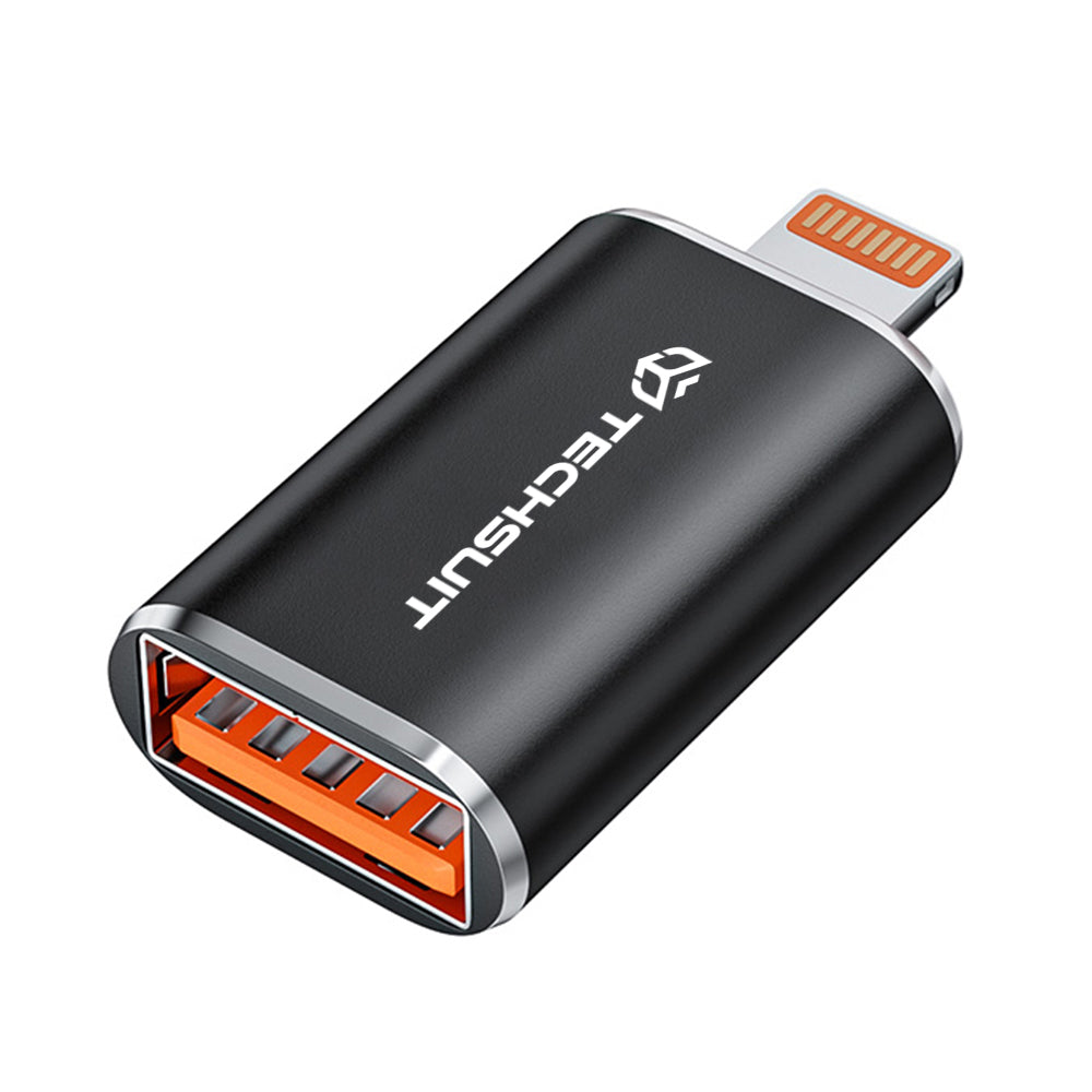 OTG Lightning - USB-A Techsuit A6 HyperPort Adapter, Schwarz Orange