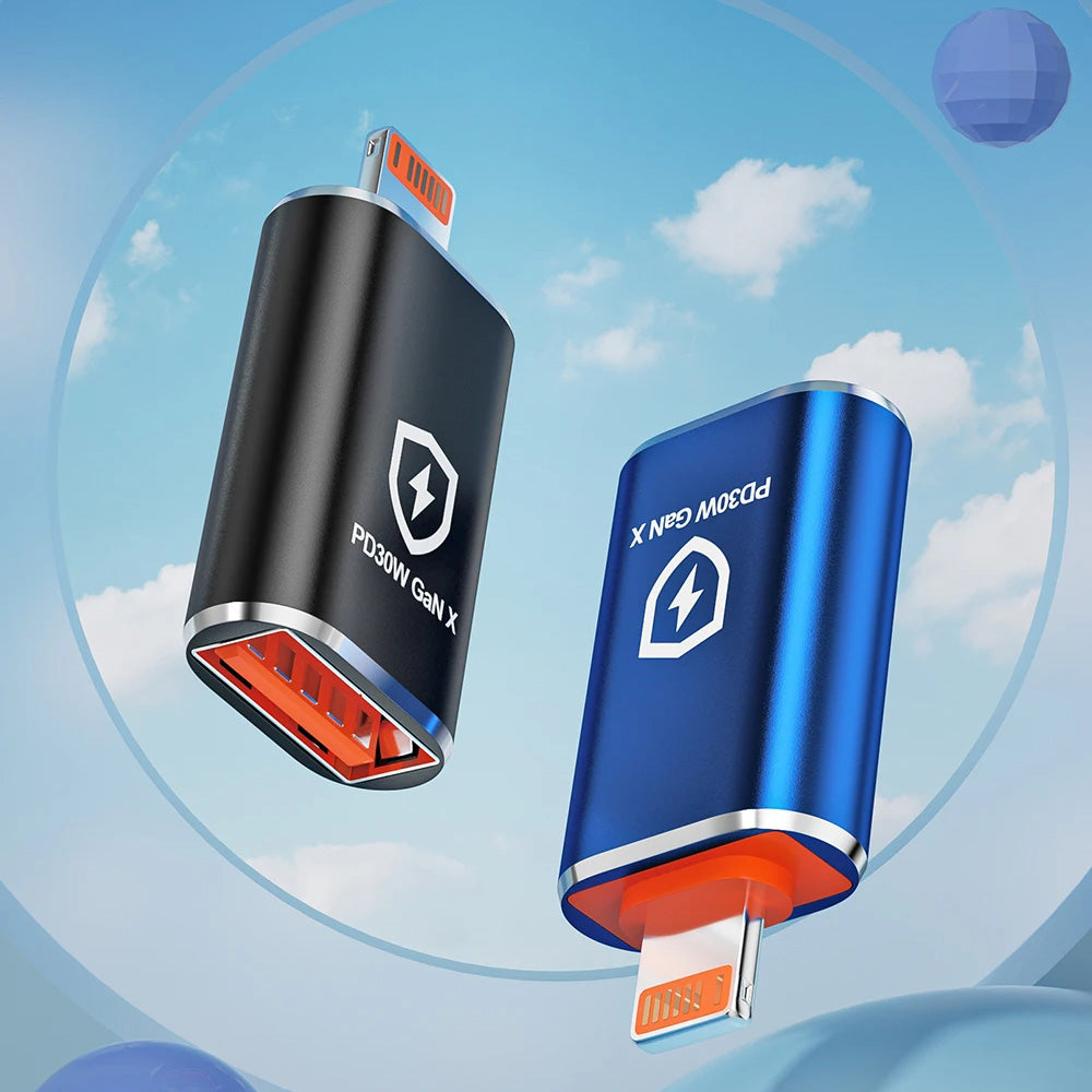 OTG Lightning - USB-A Techsuit A6 HyperPort Adapter, Schwarz Orange