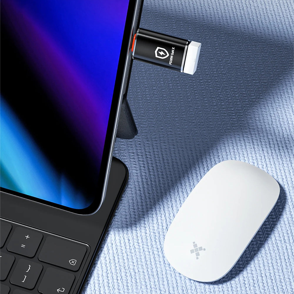 OTG Lightning - USB-A Techsuit A6 HyperPort Adapter, Schwarz Orange