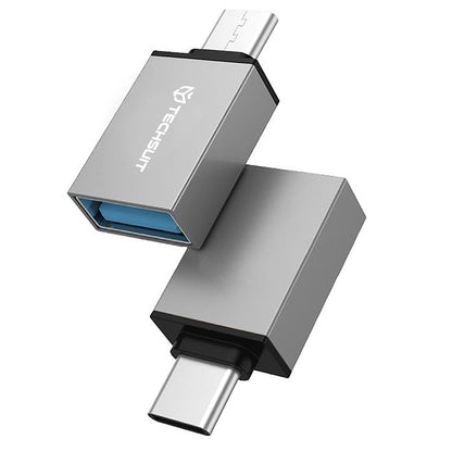 OTG-Adapter microUSB / USB-C - USB-A Techsuit A13 DuoVoltX, Grau, Set 2 Stück
