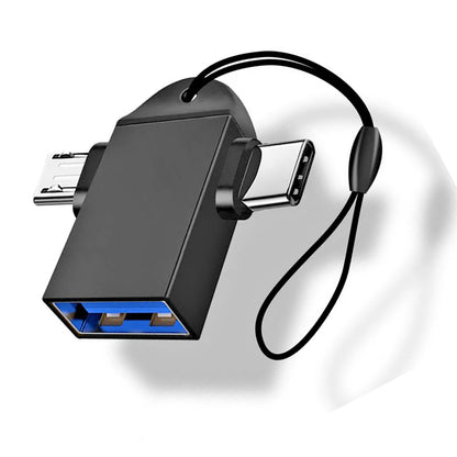 OTG-Adapter microUSB / USB-C - USB-A Techsuit A16 TwoVoltX, Schwarz