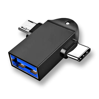 OTG-Adapter microUSB / USB-C - USB-A Techsuit A16 TwoVoltX, Schwarz