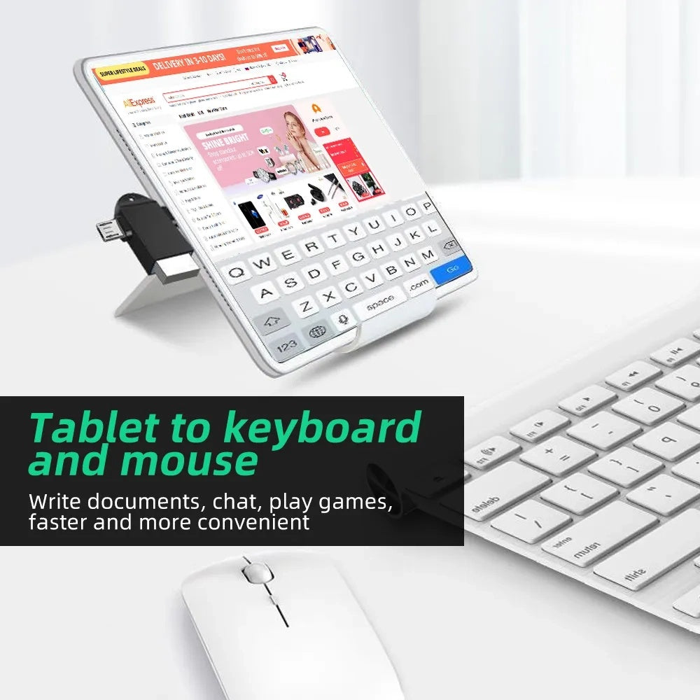 OTG-Adapter microUSB / USB-C - USB-A Techsuit A16 TwoVoltX, Schwarz