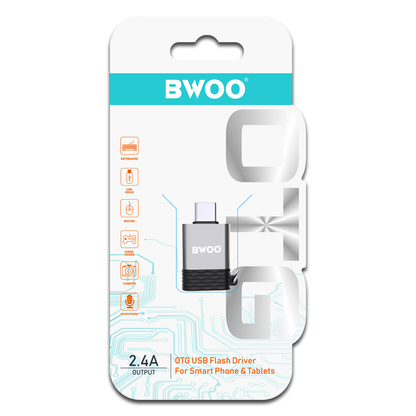 Adaptateur OTG USB-A - USB-C BWOO BZ-35, Gris