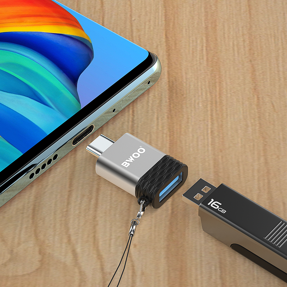 Adaptateur OTG USB-A - USB-C BWOO BZ-35, Gris
