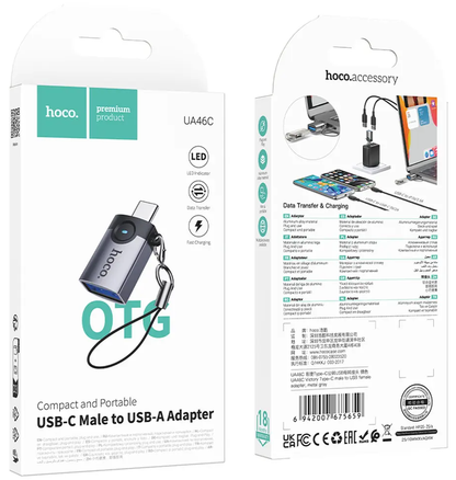 Adaptateur OTG USB-C - USB-A HOCO UA46C, Gris