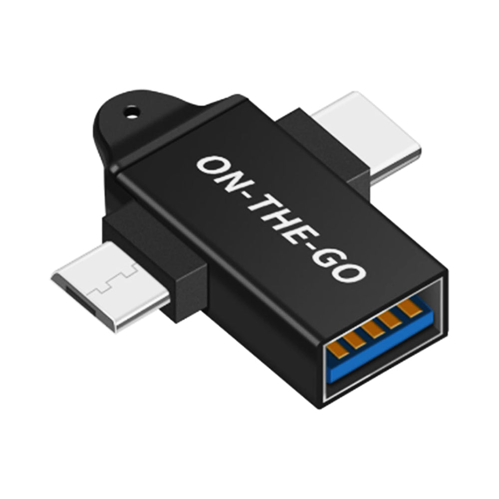 Adaptateur OTG microUSB / USB-C - USB-A Techsuit A15 AluCoreX, Noir