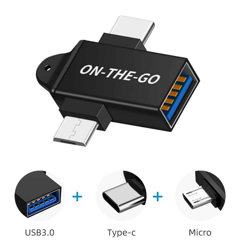 Adaptateur OTG microUSB / USB-C - USB-A Techsuit A15 AluCoreX, Noir