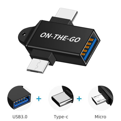 Adaptateur OTG microUSB / USB-C - USB-A Techsuit A15 AluCoreX, Noir