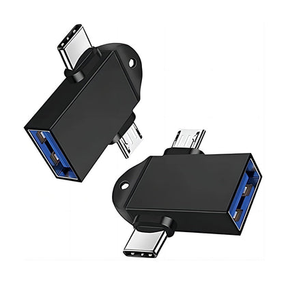Adaptateur OTG microUSB / USB-C - USB-A Techsuit A15 AluCoreX, Noir
