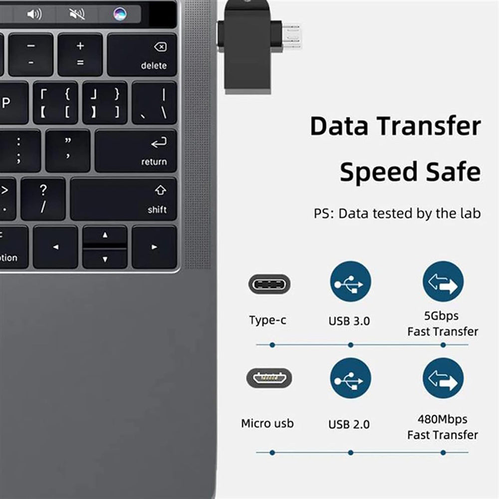 Adaptateur OTG microUSB / USB-C - USB-A Techsuit A15 AluCoreX, Noir