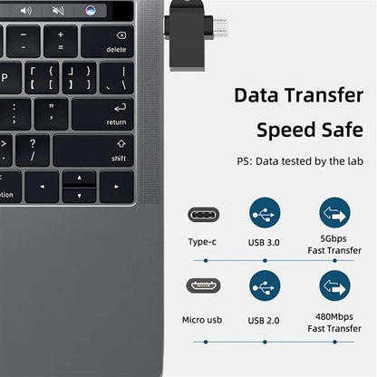 Adaptateur OTG microUSB / USB-C - USB-A Techsuit A15 AluCoreX, Noir