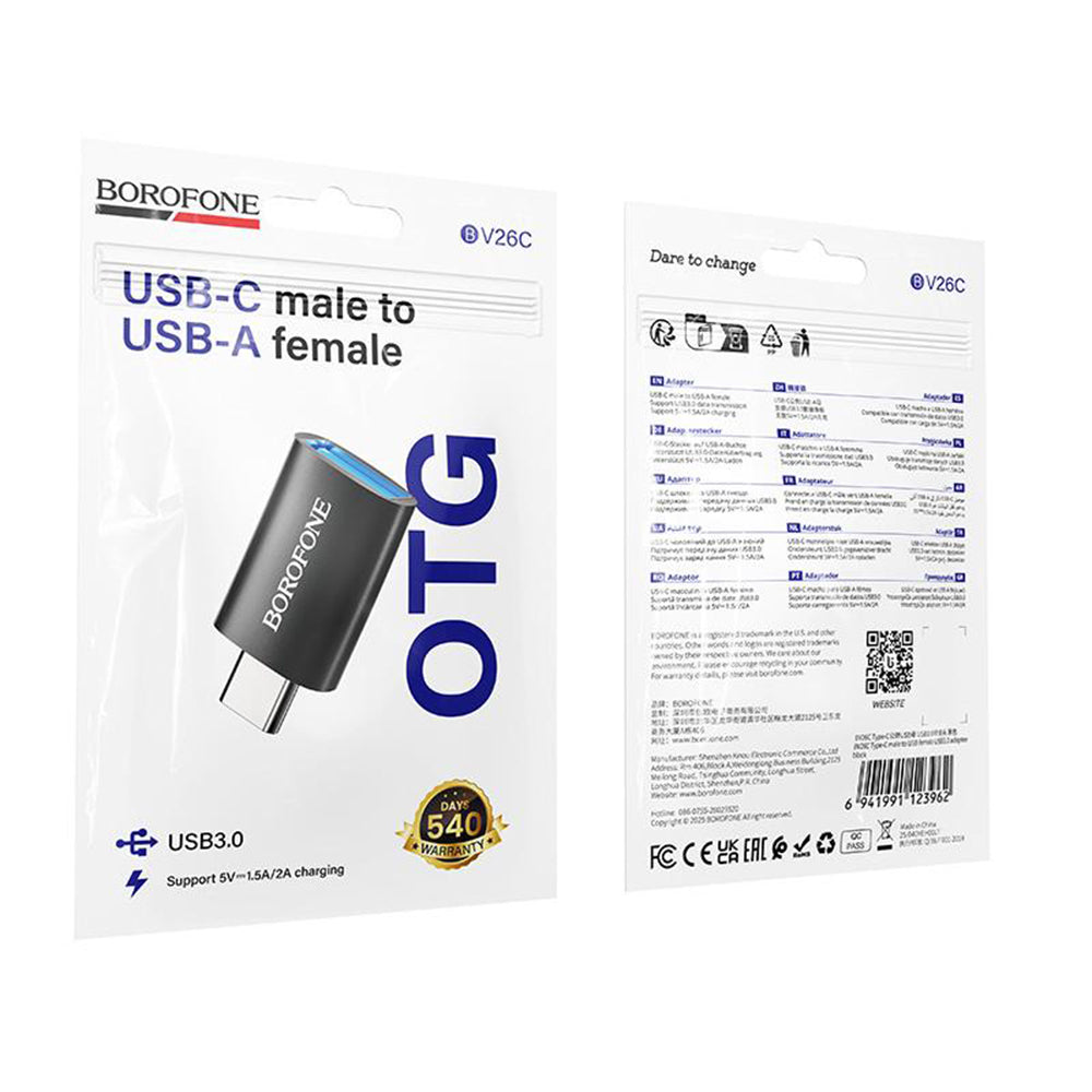Adaptateur OTG USB-C - USB-A Borofone BV26C, Noir