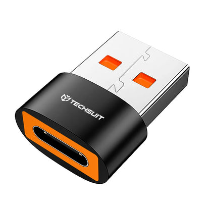 Adaptateur de Données et de Charge USB-C - USB-A Techsuit A4 HyperPort, Noir Orange