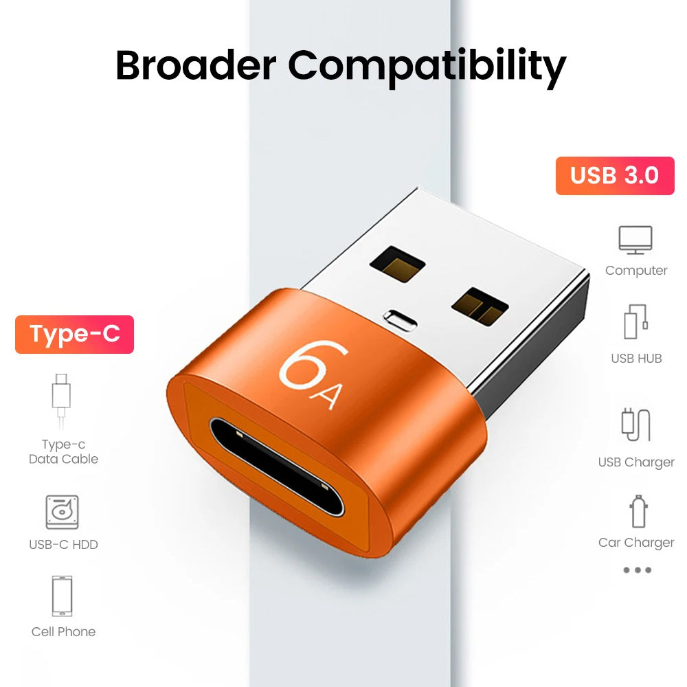 Adaptateur de Données et de Charge USB-C - USB-A Techsuit A4 HyperPort, Noir Orange