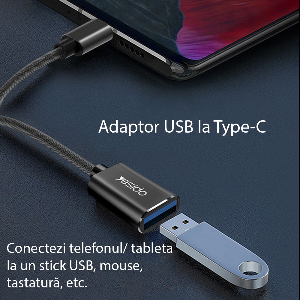 Adaptateur OTG USB-C - USB-A Yesido GS01, Noir