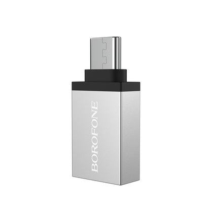 Adaptateur OTG USB-A - USB-C Borofone BV3, Argenté