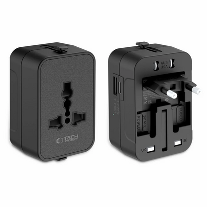 Adaptateur Réseau Tech-Protect TA300 Travel EU / UK / US / AU, Noir