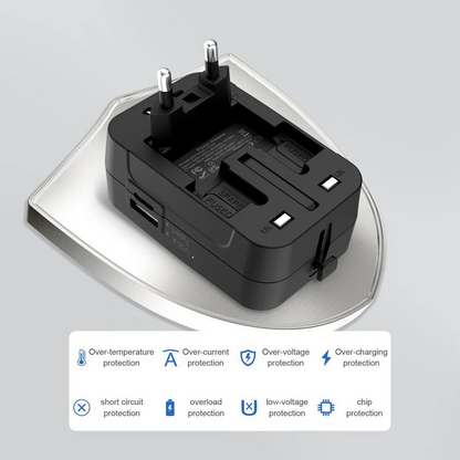 Adaptateur Réseau Tech-Protect TA300 Travel EU / UK / US / AU, Noir