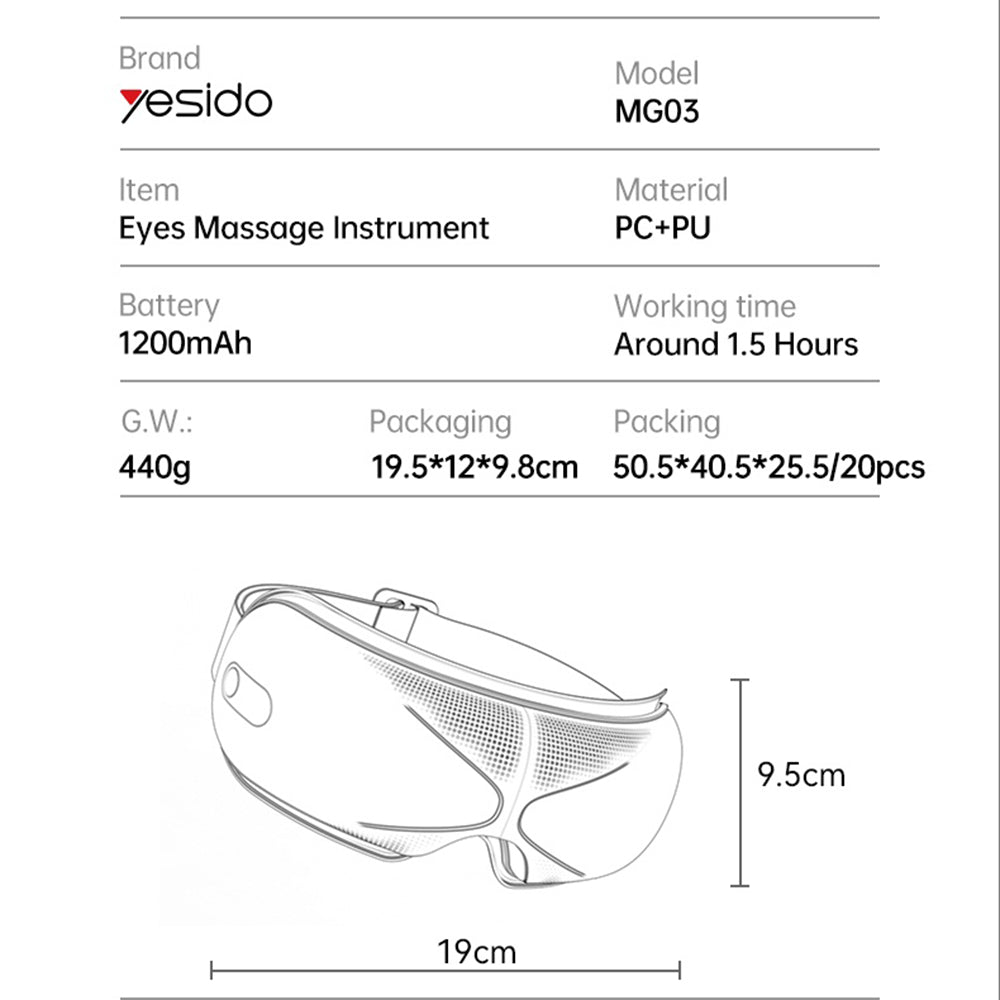 Appareil de Massage des Yeux Yesido MG03, Blanc