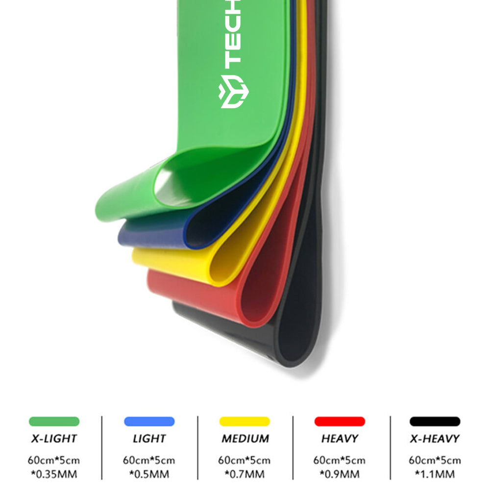 Bande Élastique Fitness Techsuit TS-01, Set de 5 pièces, Multicolore