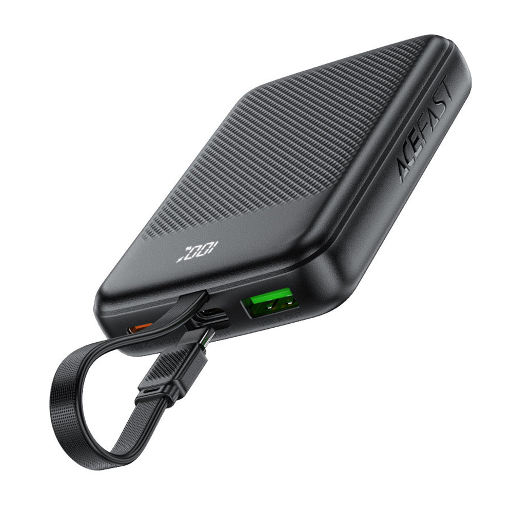 Externer Akku Acefast M13, 10000mAh, 22.5W, QC + PD, 1 x USB-A - 2 x USB-C, Schwarz.