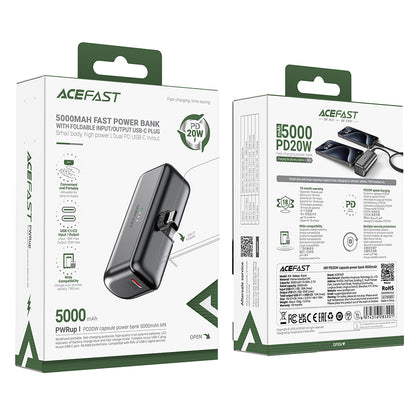 Acefast M9 Externe Batterie, 5000mAh, 20W, PD, 2 x USB-C, Schwarz