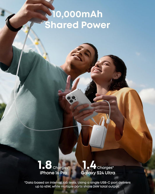 Batterie Externe Anker Nano, 10000mAh, 45W, QC + PD, 1 x USB-A - 1 x USB-C, Blanche A1638H21