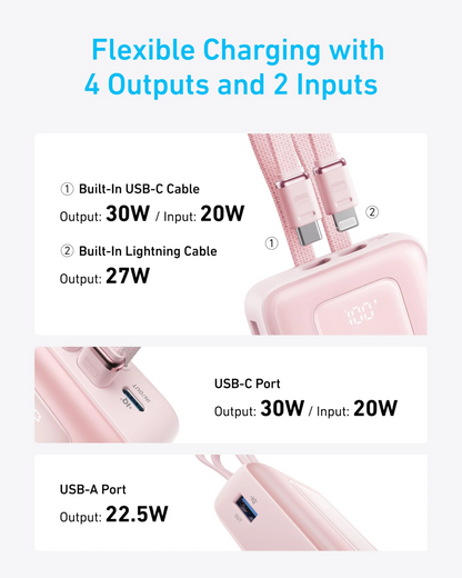 Anker Zolo Powerbank, 20000 mAh, 30 W, QC + PD, 1 x Lightning – 1 x USB-A – 2 x USB-C, Schwarz A1681012
