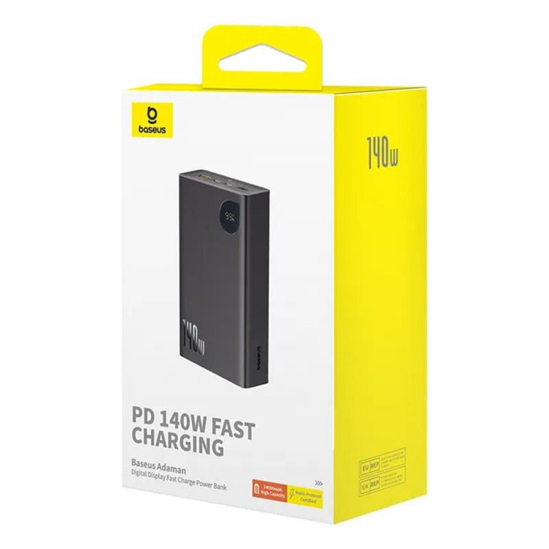 Externer Akku Baseus Adaman, 24000mAh, 140W, QC + PD, 1 x USB-C - 2 x USB-A, Schwarz P10021508113-00