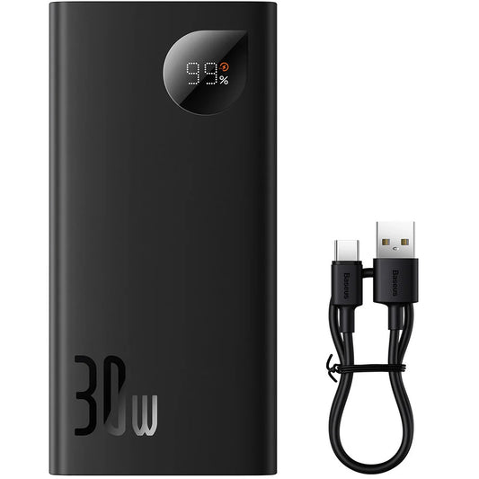Externer Akku Baseus Adaman2, 10000mAh, 30W, QC + PD, 1 x USB-C - 2 x USB-A, Schwarz PPAD040101