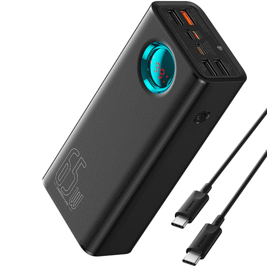 Externer Akku Baseus Amblight Digitalanzeige, 26800mAh, 65W, QC + PD, 1 x USB-C - 4 x USB-A, Schwarz P10022402113-00
