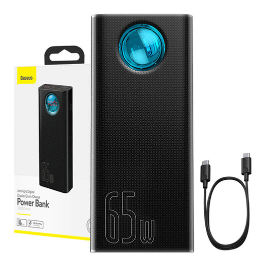 Externer Akku Baseus Amblight Digital Display, 30000mAh, 65W, QC + PD, 1 x USB-C - 4 x USB-A, Schwarz PPLG000101