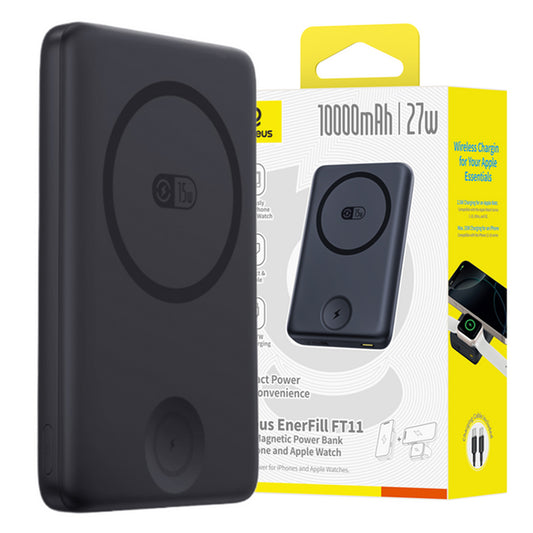 Externer Akku Baseus Bank EnerFill FT11, 10000mAh, 27W, PD + QI + FQI, 2 x QI - 1 x USB-C, Schwarz P1008210G123-00