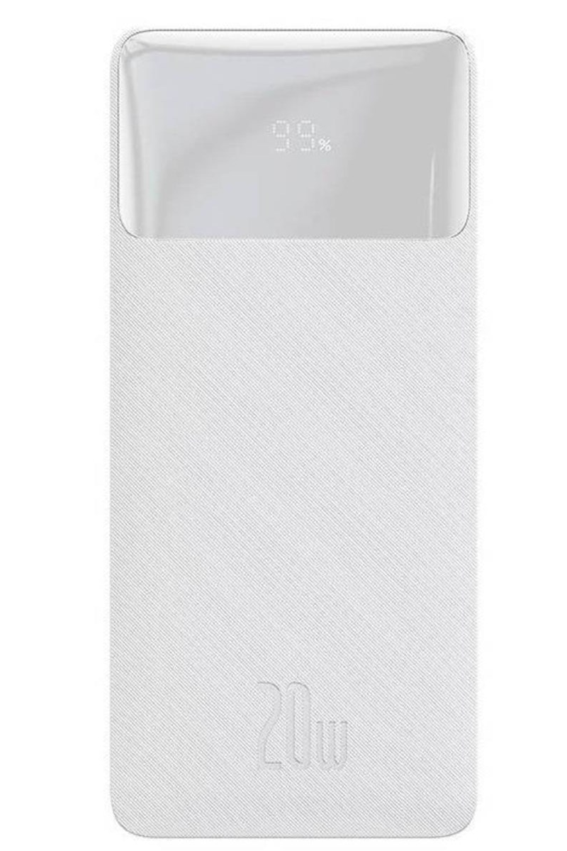 Baseus Bipow External Battery, 10000mAh, 20W, QC + PD, 1 x USB-C - 2 x USB-A, White PPBD050502