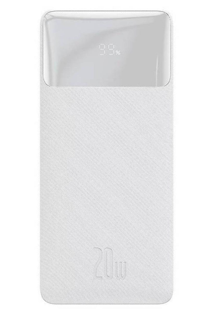 Baseus Bipow External Battery, 10000mAh, 20W, QC + PD, 1 x USB-C - 2 x USB-A, White PPBD050502