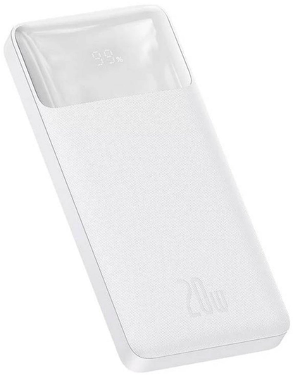Baseus Bipow External Battery, 10000mAh, 20W, QC + PD, 1 x USB-C - 2 x USB-A, White PPBD050502