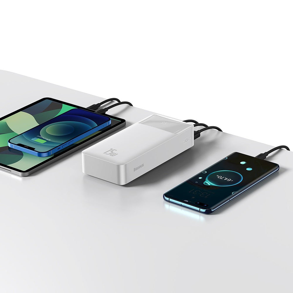 Externer Akku Baseus Bipow, 30000mAh, 15W, 1 x USB-C - 2 x USB-A, Weiß PPBD050202